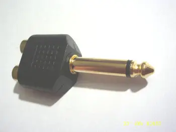 100 kozarcev pozlačeni 6,35 mm (1/4 Palca) Mono Vtič 2 RCA Jack Splitter adapter