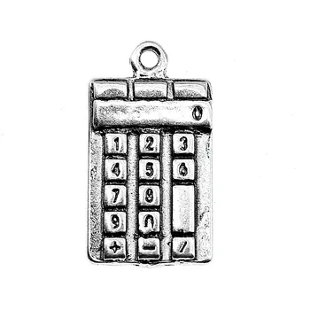 10pcs Kalkulatorji Čare Obesek DIY Kovinski Nakit, Izdelava Antique Silver Color 0.9x0.5 Palčni (23x13mm)