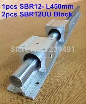 1pc SBR12 L450mm linearni vodnik + 2pcs SBR12UU linearnih ležajev blok cnc usmerjevalnik