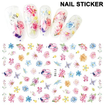 2019 1Sheet Nail Art Nalepke Pregleden Cvetlični Vzorec, Manikura DIY Nalepke za Nohte Dodatki