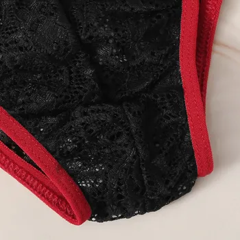 2020 čipke seksi perilo nastavite Erotično spodnje perilo Cvetlični Čipka Babydoll Sleepwear Perilo Modrc G-string Tangice Nastavite lenceria%