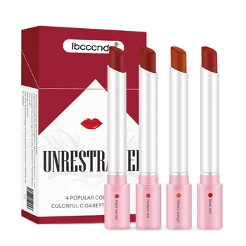 4 Barva Ustvarjalne Cigaret Šminka Nastavite Mat Cev Žamet Dolgotrajno Lip Gloss GXMC