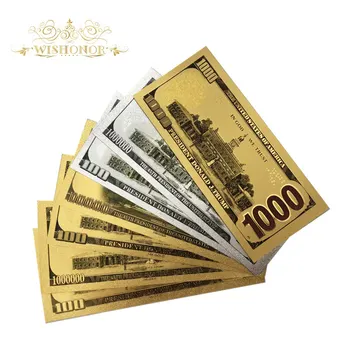 7pcs/veliko Za Ameriko Adut Bankovcev Določa Dolar Bankovcev v 24k Gold In Silver Plated Ponaredek papirnati Denar Za Zbiranje