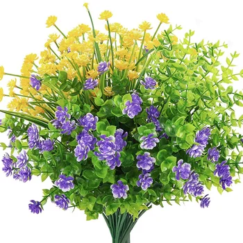 8Pcs Umetnega Cvetja na Prostem UV Odporne Grmovne Rastline za Vrt Poroko Kmetija Notranja Zunanja Dekor