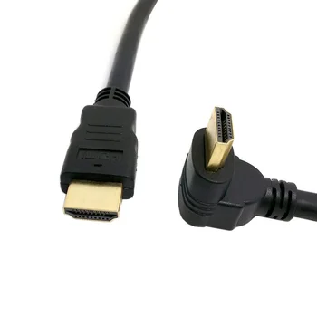 90 Stopinj Navzdol desno pod Kotom tip HDMI Moški-HDMI Moški Kabel 1,5 m, 5 m Črn podporo 1.4 V & 3D 1080P & ethernet