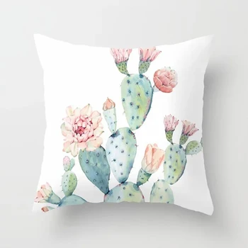 Akvarel Slika Dekorativni Vrgel Blazino Primeru Kaktus Cvet Zelena Sočne Rastline, Zapnite Stranka Domov Kmetija Dekor