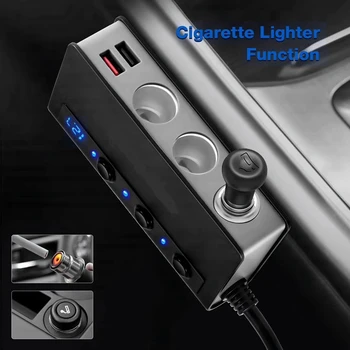 Avto Vtičnico Splitter Lažji Tok Hitro Polnjenje 3.0 12V/24V 4 Vrata USB Avtomobilski Napajalnik za Dash Cam, Tablet