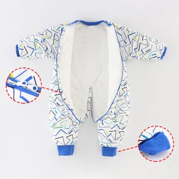 Baby Urakljiti Spalna Vreča Snemljivi Rokavi Sleepwear Jeseni, Pozimi Zgostitev Toplo Anti-kick Sleepsack Nosljivi Jumpsuit