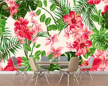 Beibehang po Meri sodobnega doma ozadju dekorativne tapete svežih rastlin deževnega gozda cvetlični Palmovih listov freske papier peint