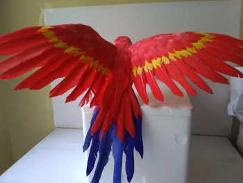 Big simulacije rdeče papiga igrače, plastične&krzno krila papiga model darilo o 60x40cm
