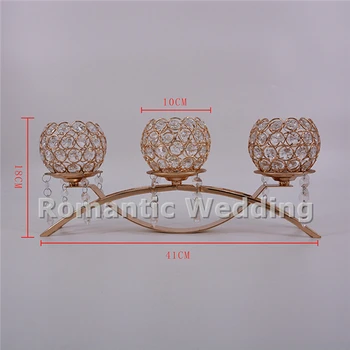 Brezplačna dostava 10PCS/veliko 3 roko bridege obliko kristalov kovinski svečnik centerpiece za Poročno dekoracijo primeru stranka dekoracijo