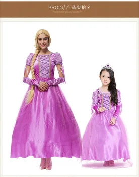 Brezplačna dostava princesa Rapunzel Halloween seksi M-XL Ženske Odraslih oseb Kostum Cosplay pustna+rokavice pustno Obleko