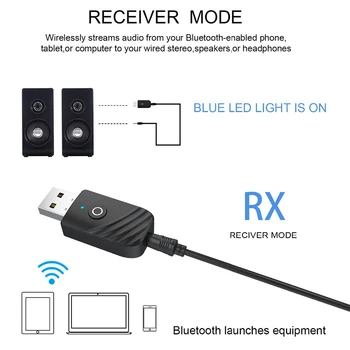 Brezžični USB Adapter Bluetooth 5.0 3 v 1 o Sprejemnik Oddajnik 3.5 mm AUX Adaptador za TV PC Računalnik Doma Stereo