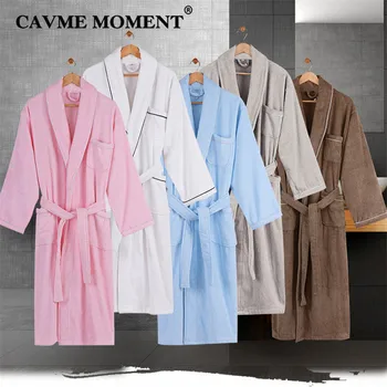 CAVME Čistega Bombaža kopalni plašč za Ljubitelje Dolgo Kimono Terry Haljo Spa Hotel Toweling Oblačilih Dolgo Bivalni prostor je Pozimi Nightgown Sleepwear