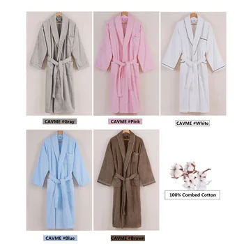 CAVME Čistega Bombaža kopalni plašč za Ljubitelje Dolgo Kimono Terry Haljo Spa Hotel Toweling Oblačilih Dolgo Bivalni prostor je Pozimi Nightgown Sleepwear