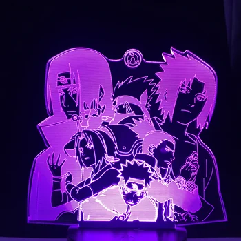 Celotno Zgodbo 3d Led Nočne Luči Naruto Risanka otroci Uzumaki Kakashi Sasuke Haruno Sakura Japonski Anime Manga Stripov Senzor Svetilke