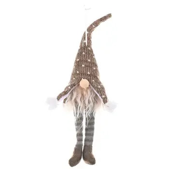 Christmas Swedish Gnome Santa Long Leg Hat Doll Ornaments with LED Light Hanging 57BB