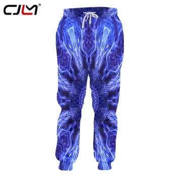 CJLM 2020 Moda Človek Sweatpants 3D Modre strele vzorec Smešno Ulične Moške Hlače Prevelike Hlače Harajuku
