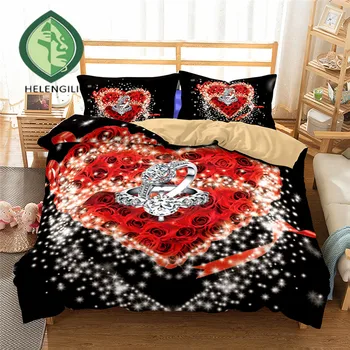 HELENGILI 3D Posteljnina Nabor Obroč Vrtnice Natisni Rjuhe kritje nastavite veren bedclothes z prevleke za posteljo set home Tekstil #2-06