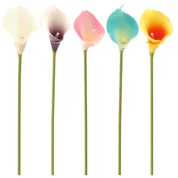 Jeseni 5 Barv PU usnja & Plastičnih Umetno Cvetje Calla Lily Simulacije Cvet svate, Dekoracijo Doma DIY