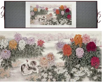 Kitajska tradicionalna umetnost, slikarstvo cvet in pes slikarstvo Črnilo pranje slikarstvo