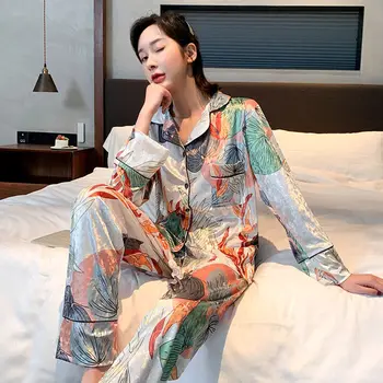 Lepe Čipke Pižamo Nastavite Žensk Dolgo sleeved Pižame Debel Mah Trdna Sleepwear korejski Preprost Doma Pozimi Obrabe Priložnostne Loungewear
