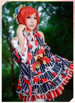 Ljubezen Živi Nishikino Maki Yukata Kimono Enotno Obleko, Obleko Anime Cosplay Kostumi