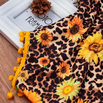 Malčka Baby Deklet Sončnica Leopard Tiskanja Trak Backless Tassel Lok Bodysuit Romper Svoboden Dihanje Priložnostne Kostum Z24$