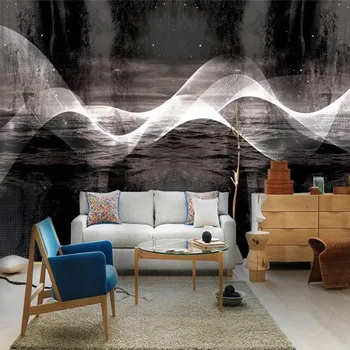 Mi'lo'fi po meri velikih ozadje zidana 3d črne črte nordijska minimalističen abstraktne slike za ozadje zidana
