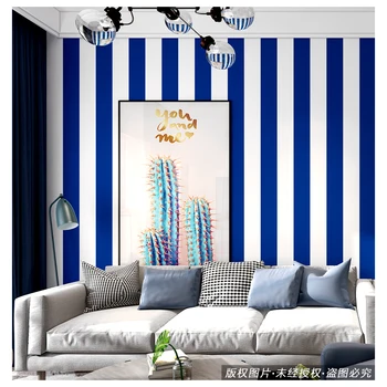 Modre in bele navpične proge, dnevna soba okrasite sodobne dom ozadje na spalnica dekoracijo sten vinil (pvc)