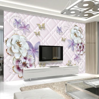 Najnovejši material, 8D stenske freske ozadje kristalno butterfly nakit v ozadju stene dekor 3d dnevna soba 3D stenske freske sticke