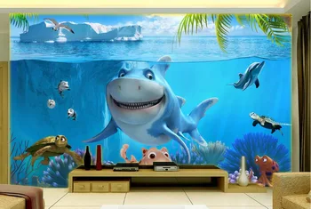 Non, tkane ozadje Podvodni Svet morskih psov, ki Živijo otroška soba, TV ozadju 3d zidana ozadje Dekoracijo Sten