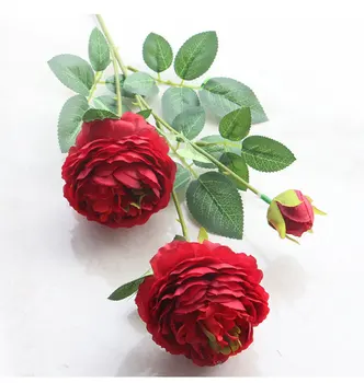 Nove Umetne Rože 3 Glave Peony Ponaredek Cvetje Šopek Veje, Roza, Bela Za Dom Dekor Vrt Poročna Dekoracija nova