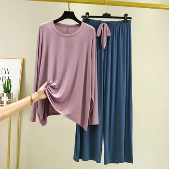 Pomlad Jesen Pižame Modal dolgimi Rokavi Ženske Pižame Nastavite Hlače 2020 Nove Priložnostne Sleepwear Homewear bo Ustrezala Pijama