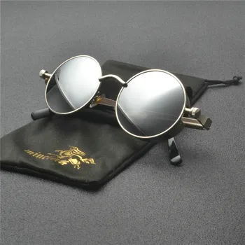 Punk okrogla sončna očala ženske blagovne znamke oblikovalec kovin strani shield zaščita luksuzni retro sončna očala moških Klasična okrogla sončna očala NX