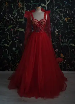 Rdeča Til Vezenje Prom Oblačenja 2021 Ljubica Skladu Boho Večer Formalno Stranko Halje vestido de fiesta de boda