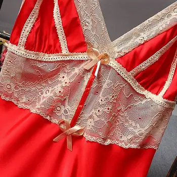 Seksi nightdress naramnice More Mamljiva high-end votlih globoko V žensko sweet modni stil nove rdeče sleepwear pijama 2020