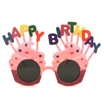 Smešno Sladoled Oblikovan Happy Birthday Dekorativni Očala Sunglasse za Darilo za Rojstni dan Stranke Dobave Dekoracijo