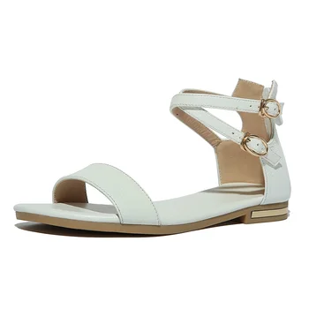 Smirnovi barva sponke gleženj trak ženske sandale nizke pete open toe vrh kakovosti pravega usnja poletni sandali