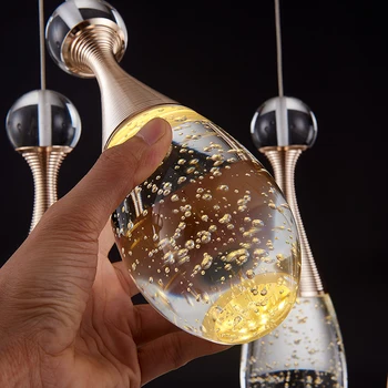 Sodobno minimalistično led mehurček Champagne Gold kristalni obesek svetlobe toplo romance spalnica, jedilnica, tri bar visi svetilka 110-240V