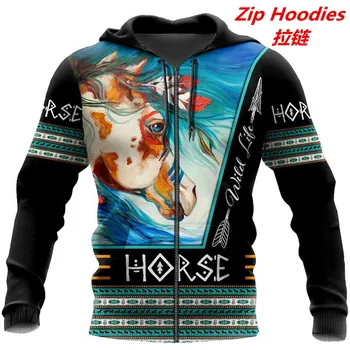 V modi in lep lokalni Mustang 3D tiskanje moški pulover s kapuco Ulica veter jeseni Hoodie Majica