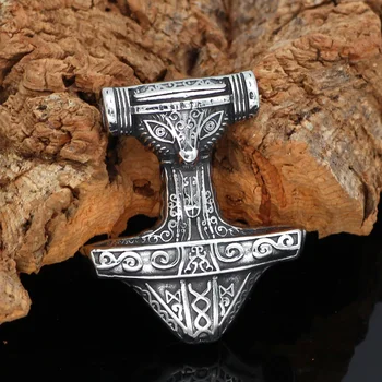 Viking 316L iz Nerjavečega jekla Thor Kladivo Mjolnir rune Amulet Ogrlico, Obesek