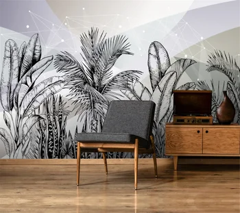 Wellyu ozadje po Meri 3d sodobno minimalistično Nordijska povzetek geometrijske tropskega deževnega gozda banana listov zidana TV ozadju stene